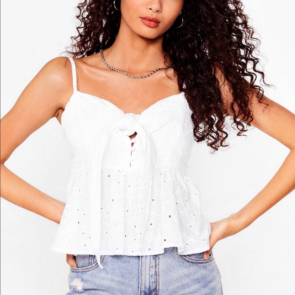 Nasty Gal Worth a Tie Broderie Cami Top